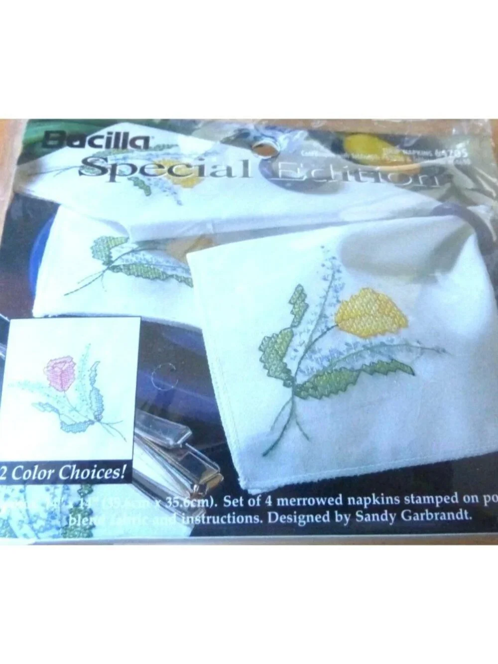 Vintage Bucilla Special Edition 4 Tulip Napkins Stamped Cloth Only 64705 14